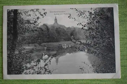 Ak Sondershausen, Schloß mit Parkteich, 1913 gelaufen