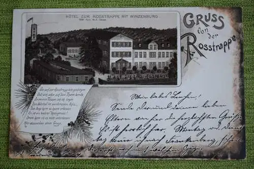 Ak Gruss von der Rosstrappe 1897 gelaufen, Hotel zur Rosstrappe