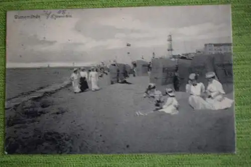 Ak Warnemünde, Strand-Bild, 1908 gelaufen