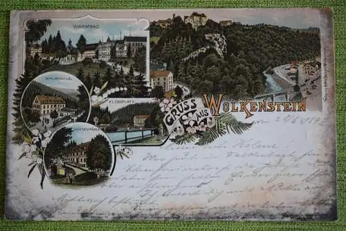 Ak Gruss  aus Wolkenstein, 1897 gel., Waldmühle, Hüttenmühle, Flossplatz