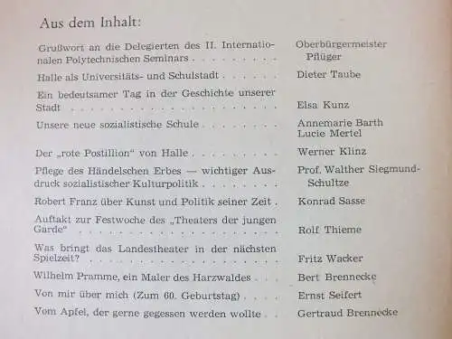 Hallesches Monatsheft 1962, 9 Stück guter Zustand Neuss, Marholz, Schulze-Galera