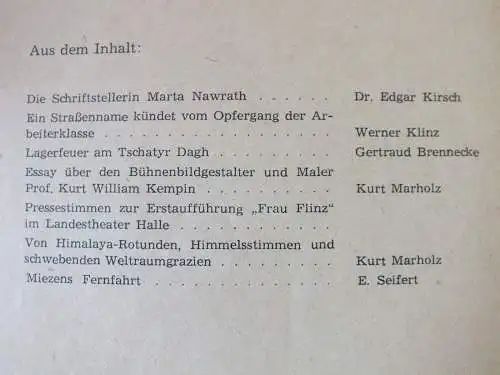 Hallesches Monatsheft 1962, 9 Stück guter Zustand Neuss, Marholz, Schulze-Galera