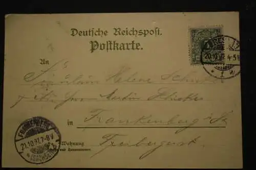 Ak Gruss aus Breslau, Denkmal Kaiser Wilhelm, 1897 gelaufen, Lithographie