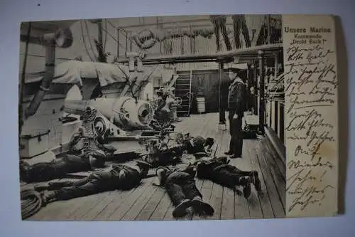 Ak Unsere Marine, Kommando "Deckt Euch", um 1915 gelaufen, Marine Schiffspost
