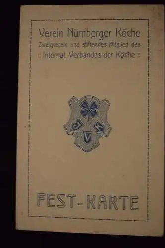 Festkarte Verein Nürnberger Köche, Winterfest und Gründungsfeier 1912