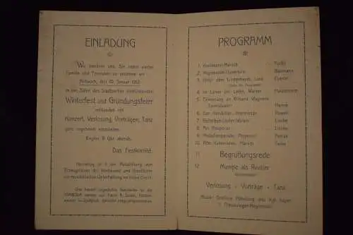 Festkarte Verein Nürnberger Köche, Winterfest und Gründungsfeier 1912