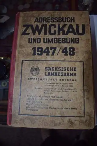 Adressbuch, Adreßbuch Zwickau und Umgebung 1947/48, 8cm dick mit Werbeteil