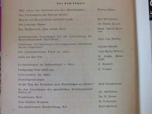Hallesches Monatsheft 1958, 12 Stück guter Zustand Neuss Marholz, Schulze-Galera