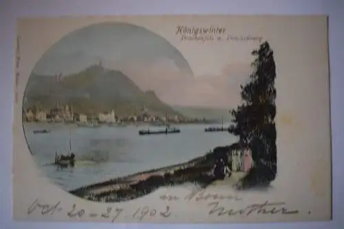 Ak Königswinter Drachenburg und Drachenfels, 1902 gelaufen