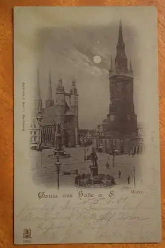 AK Halle Gruss aus Halle, Markt, Mondscheinkarte, 1901 gelaufen