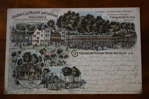 Ak Halle, Leistners Luftkurort und Soolbad Waldhaus, Dölauer Haide, 1898 gel.
