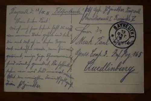 Ak Gruss aus Bayreuth, Röhrensee, um  1916 gelaufen