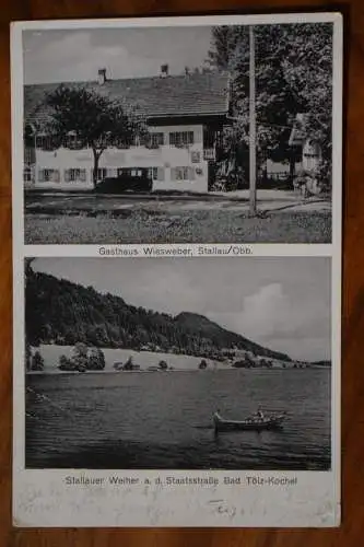 Ak Gasthaus Wiesweber Stallau, Stallauer Weiher Bad Tölz-Kochel,  1955 gel.