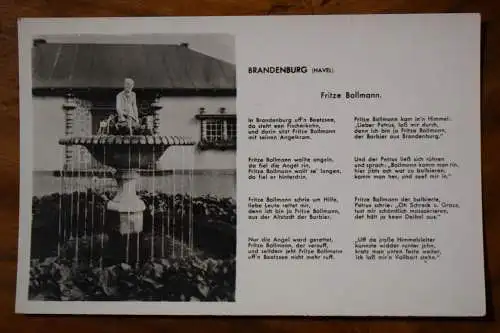 Ak Brandenburg, Havel,  Gedicht Fritze Bollmann, um  1958 nicht gelaufen