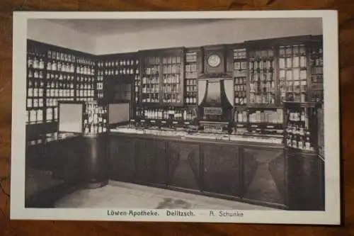 Ak Delitzsch, Löwen-Apotheke, A. Schunke, um 1920 nicht gelaufen