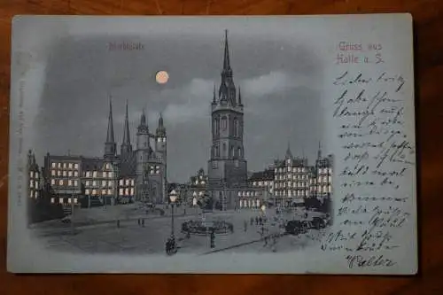 Ak Halle / Saale, Gruss aus Halle, Marktplatz, Halt gegen Licht, 1902 gelaufen