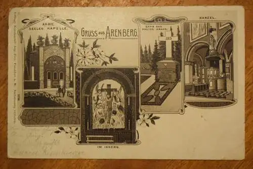 Ak Gruss aus Arenberg Arme Seelen Kapelle Im Innern, Grab des Pastors Kraus 1908