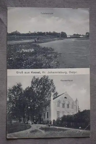 Ak Gruß aus Kessel, Kr. Johannisburg, Ostpr., Totalansicht, Herrenhaus, 1918