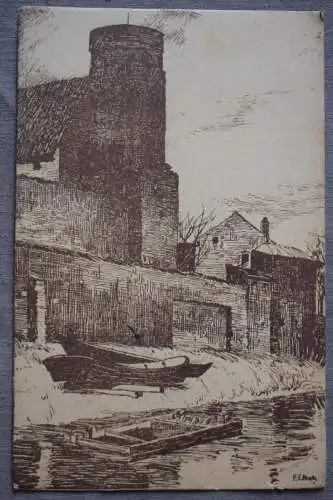 Ak Allenstein - Schlossturm, 1914 gelaufen Künstlerkarte signiert