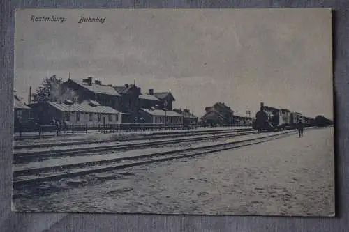 Ak Rastenburg, Bahnhof, 1919 gelaufen
