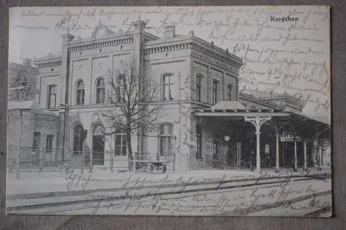 Ak Korschen, Bahnhof, 1913 gelaufen