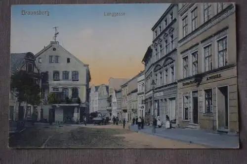 Braunsberg Langgasse mit Apotheke rechts, 1915 gelaufen