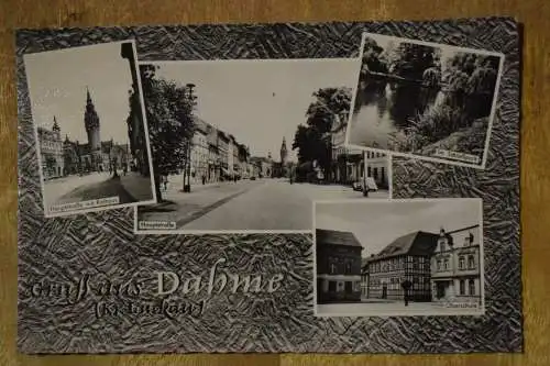 Gruß aus Dahme Krs. Luckau, Hauptstraße, Schlossteich, Oberschule, 1963