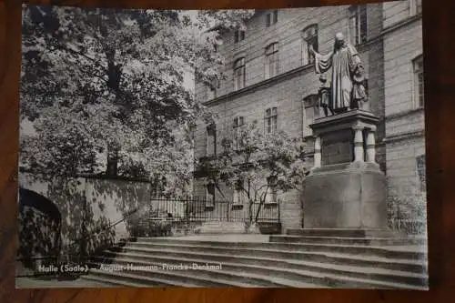 AK Halle / Saale, August Hermann Francke Denkmal 1966 nicht gelaufen