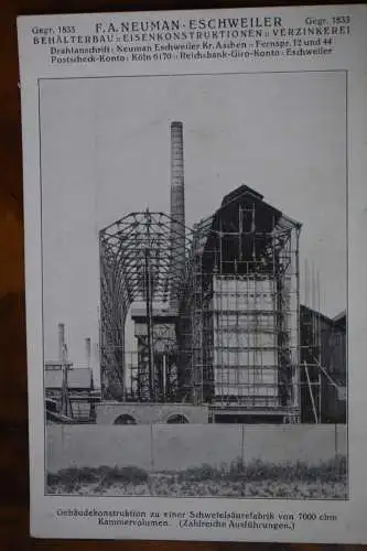 AK F.A. Neumann - Eschweiler, Behälterbau Eisenkonstruktion Verzinkerei, um 1910