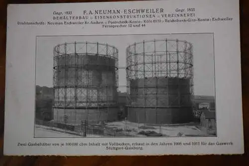 AK F.A. Neumann - Eschweiler, Behälterbau Eisenkonstruktion Verzinkerei, um 1910