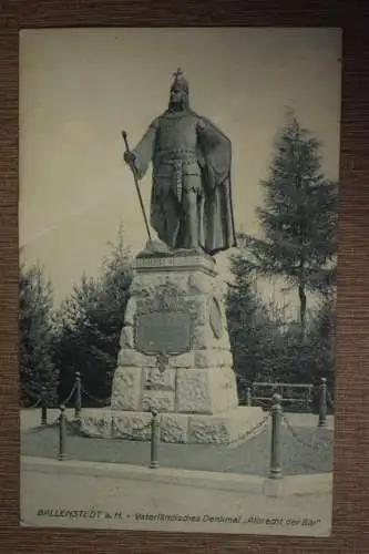 Ak Ballenstedt a. H., Vaterländisches Denkmal " Albrecht der Bär, um 1912 gel.