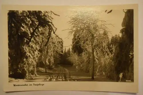 Ak Winterzauber im Erzgebirge, um 1957 gelaufen