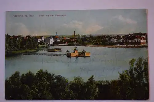 Ak Rastenburg, Ostpreußen, Blick auf den Oberteich, um 1917 gelaufen