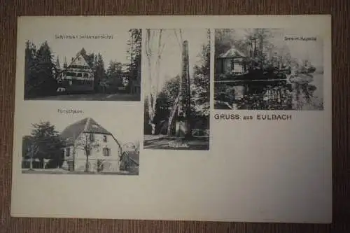 Ak Gruss aus Eulbach, Schloss Seitenansicht Forsthaus Obelisk See m. Kapelle