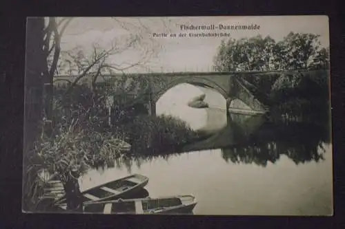 Ak Fischerwall - Dannenwalde, Partie an der Eisenbahnbrücke, 1912 gelaufen