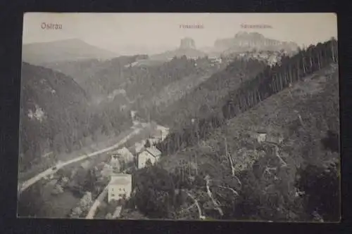 Ak Ostrau, Falkenstein, Schrammsteine, 1908 gelaufen