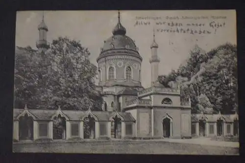 Ak Schwetzingen, Grossh. Schlossgarten, Moschee, 1911 gelaufen