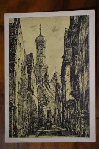 Ak Augsburg Nördl. Köhlergasse  mit Heilig  Kreuzkirche, um 1940 nicht gelaufen