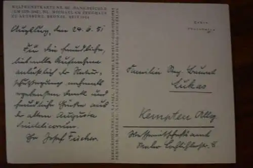 Ak Augsburg, Hl. Michael am Zeughaus, Bronze, um 1940 nicht gelaufen