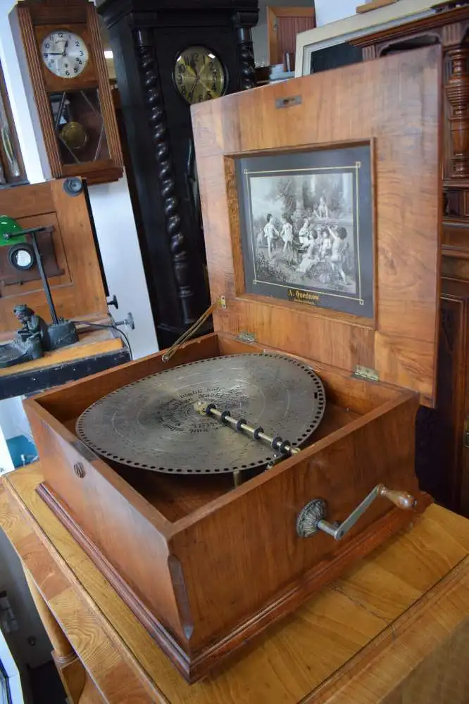 Polyphon A. Quednow Aschersleben, 39,5cm Platten 39 Stück, voll funktionstüchtig 1