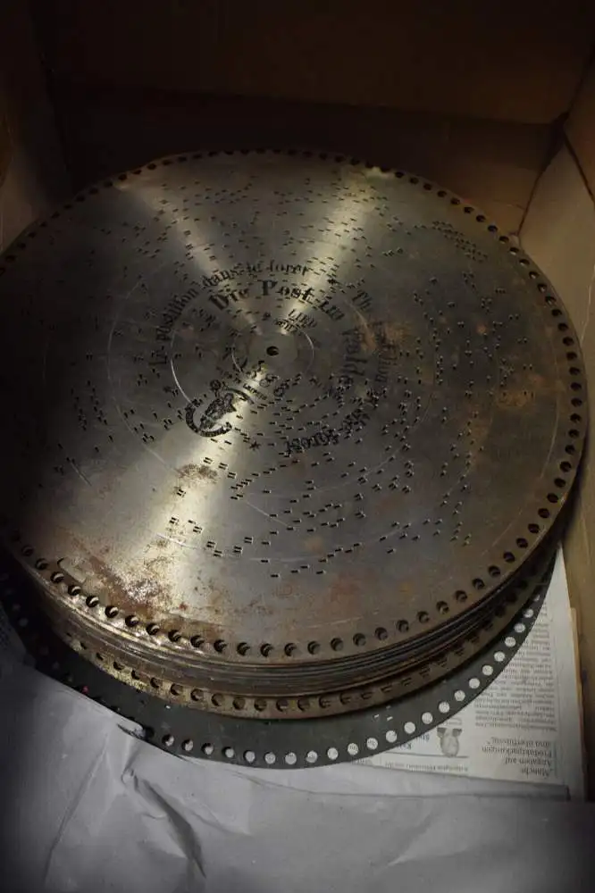 Polyphon A. Quednow Aschersleben, 39,5cm Platten 39 Stück, voll funktionstüchtig 9