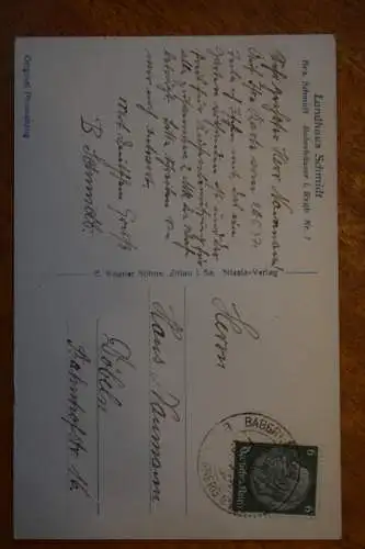 Ak Landhaus Schmidt, Baberhäuser i. Riesengebirge, Bes. Schmidt, 1937 gelaufen