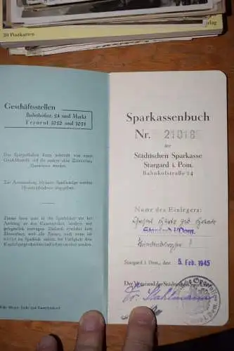 Sparkassenheft Städtische Sparkasse Stargard i. Pommern, 1945