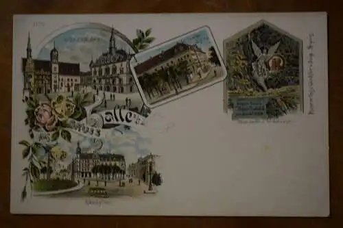 Ak Halle (S.), Litho, Gruss aus Halle, Markt, Riebeckplatz, FrankeStiftung 1900