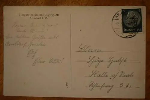 Margarethenheim - Bergfrieden, Arnsdorf i.R.,  1938 gelaufen