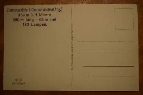 Sturmannshöhle bei Obermaiselstein, Höhlensee-Abfluß  um 1916 nicht gelaufen