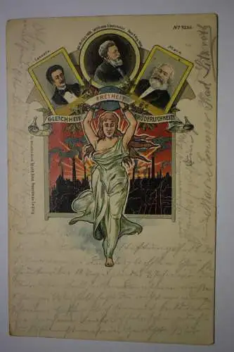 Ak Künstlerpostkarte von W. H., Lassalle, Liebknecht, Marx, Gleichheit... 1903