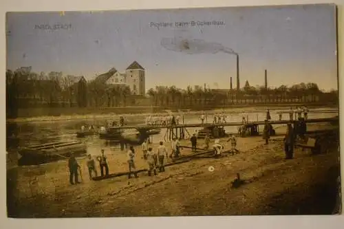 Ak Ingolstadt, Pioniere beim Brückenbau,  um 1916 gelaufen