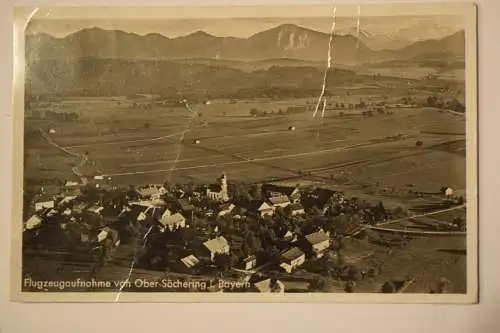 Ak Flugzeugaufnahme von Ober-Söchering i. Bayern, um 1938 gelaufen