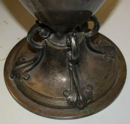 Riesige Amphore, Vase, versilbert mit freier Kartusche, 63cm hoch um 1900